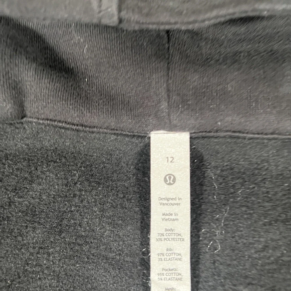 Lululemon Scuba Hoodie Womens 12 Black Full Zip Light Cotton Fleece Warm Branded